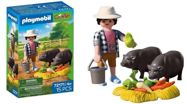 Landwirt mit Hängebauchschwein